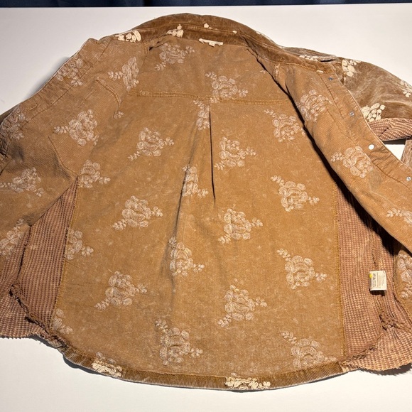 Boho Floral Corduroy Patchwork Shirt Jacket Size S - Picture 4 of 6